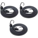Pacote De 3 Tensores Elásticos Pesados De 120cm Com Ganchos Para Carro Caravana Motorhome - Preto