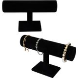 Black Velvet T Bar Bracelet Jewellery Display Stand (2 Pack) - Showcase Home Organizer Holder Rack For Jewellery Watches Colares E Pulseir