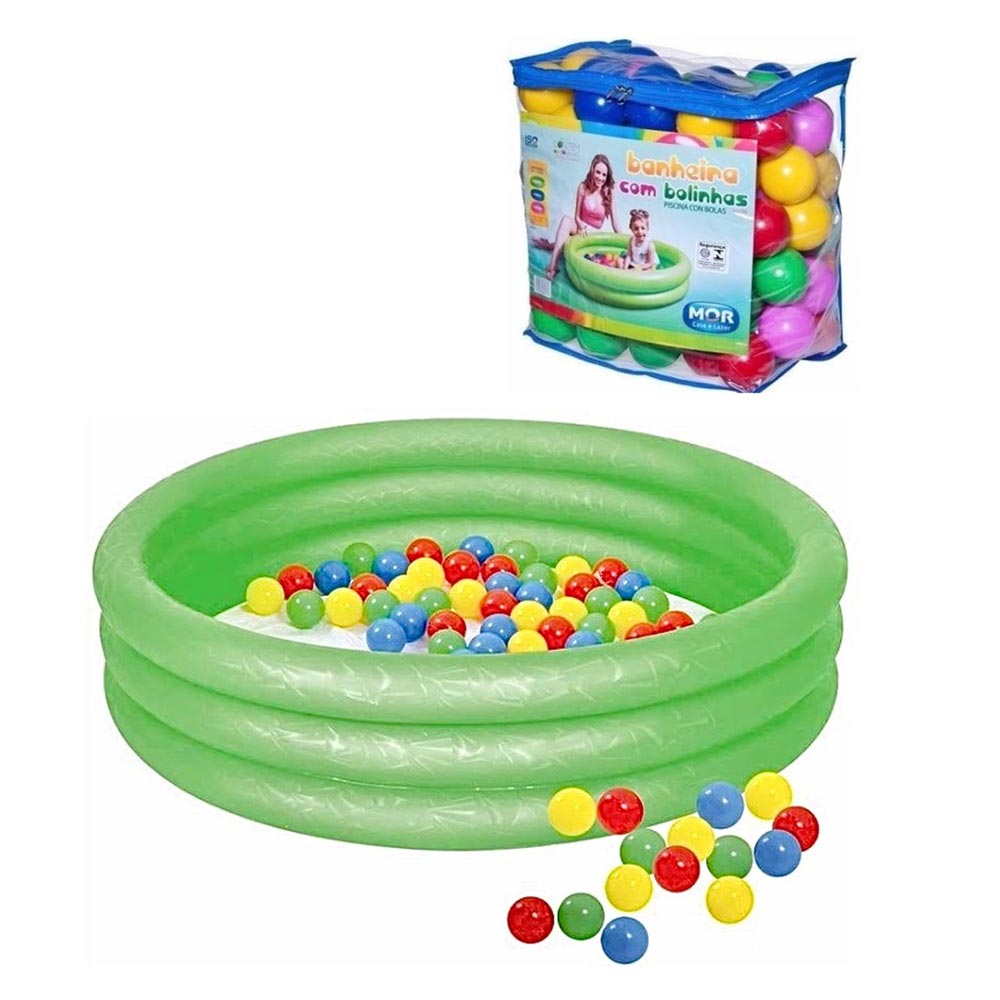 Piscina Inflavel Infantil 130 Litros C- 100 Bolinhas Banheira Mor