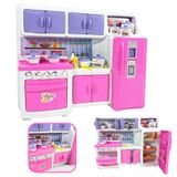 Cozinha De Brinquedo Infantil Kit Completa Utensílios Rosa