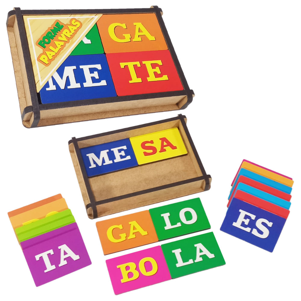 Jogo Formando Palavras Infantil Educativo Letras Alfabetização Em Madeira  Mdf Pais E Filhos : : Brinquedos e Jogos