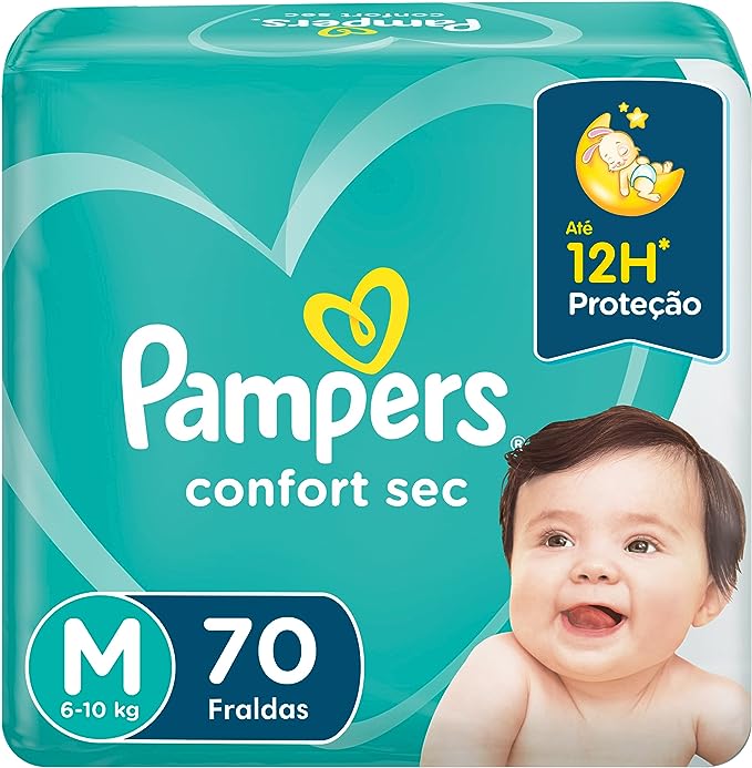 Fralda Pampers Confort Sec Fortbag M Com 70 Unidades