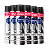 Kit Desodorante Aerosol Nívea Black &amp; White Masculino 200ml - 6 Unidades