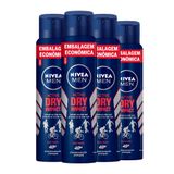 Kit Desodorante Aerosol Nivea Dry Impact For Men 200ml - 4 Unidades
