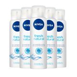 Kit Desodorante Aerosol Nivea Fresh Natural 150ml - 5 Unidades