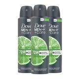 Kit Desodorante Aerosol Dove Men Limão 150ml - 3 Unidades