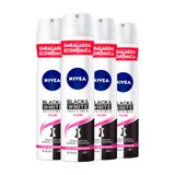 Kit Desodorante Aerosol Nívea Black &amp; White Feminino 200ml - 4 Unidades