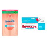Kit Sabonete Líquido De Glicerina Johnson&#39;s Baby Refil 380ml E Hipoglós Transparente Pomada Contra Assadura 30g