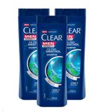 Kit 3x 200ml Shampoo Clear Men Ice Cool Menthol