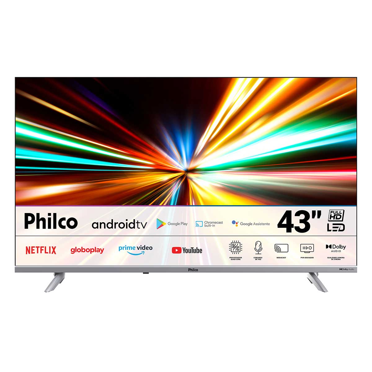 Smart TV Philco 43 polegadas PTV43E3AAGSSBLF Full HD LED Dolby Audio Android TV Cinza