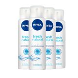 Kit Desodorante Aerosol Nivea Fresh Natural 150ml - 4 Unidades