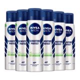 Kit Desodorante Aerosol Nivea Sensitive Protect For Men 150ml - 6 Unidades