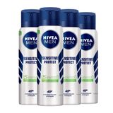 Kit Desodorante Aerosol Nivea Sensitive Protect For Men 150ml - 4 Unidades