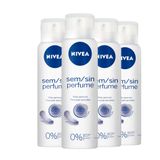 Kit Desodorante Aerosol Nivea Sensitive Sem Perfume 150ml - 4 Unidades