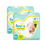 Kit 2 Fraldas Descartáveis Pampers Recém-nascido Tamanho Rn+ 36 Unidades Cada