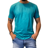 Camiseta Masculina Lisa Básica Azul Cadete