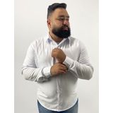 Camisa Social Masculina Branca Manga Longa Slim Fit Algodão E Poliéster