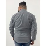 Camisa Social Masculina Cinza Manga Longa Slim Fit Algodão E Poliéster