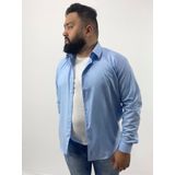 Camisa Social Masculina Azul Bebê Manga Longa Slim Fit Algodão E Poliéster