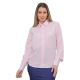 Camisa Social Feminina Manga Longa Slim Rosa