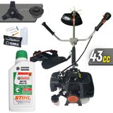 Máquina De Cortar Grama Á Gasolina Grh430 Roçadeira Terra Profissional 43cc 1,7hp 2 Tempos Com Óleo Stihl 2t