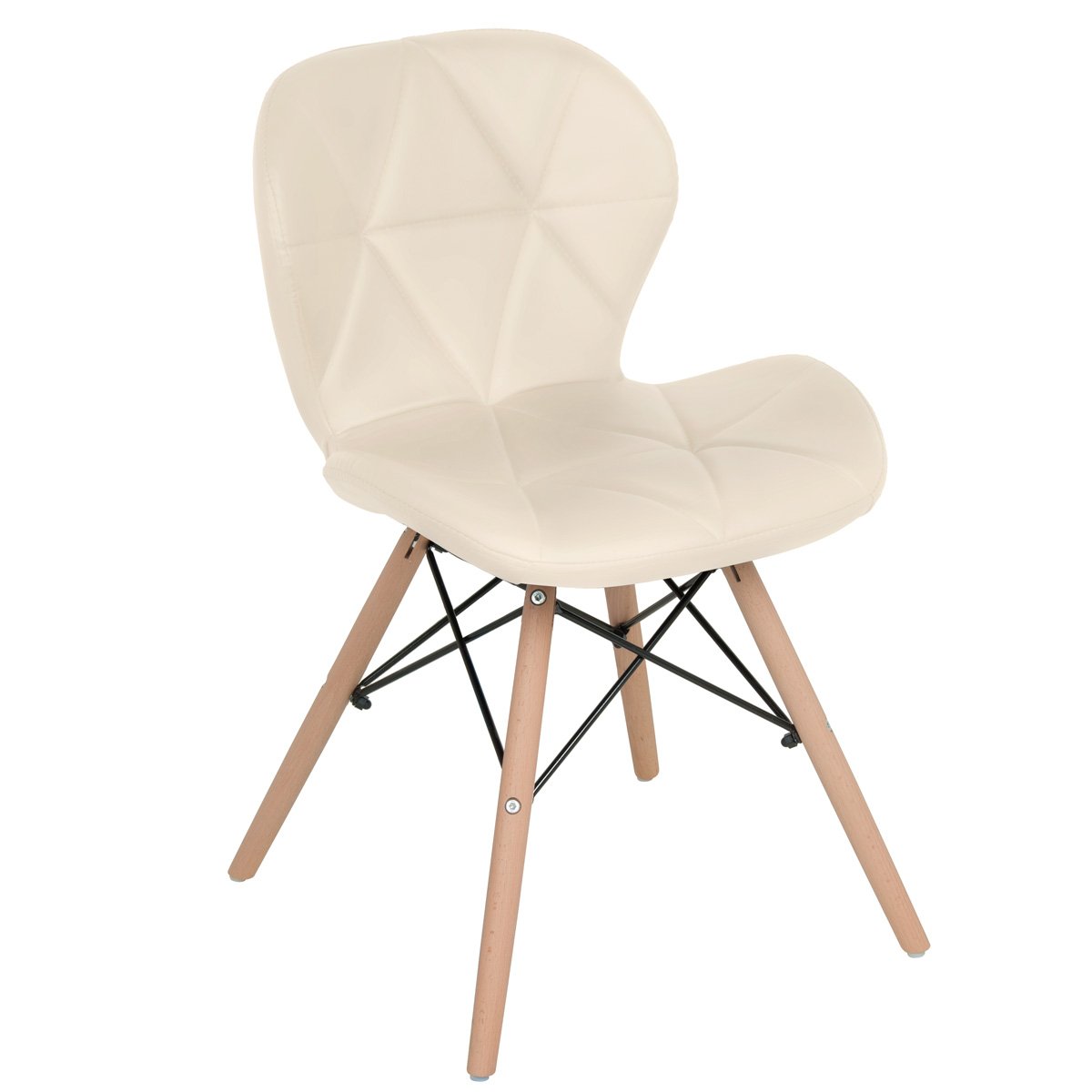 Cadeira Estofada Charles Eames Eiffel Slim Wood Confort