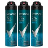 Kit 3 Desodorante Rexona Men Impacto Aerosol Antitranspirante 48h Com 150ml