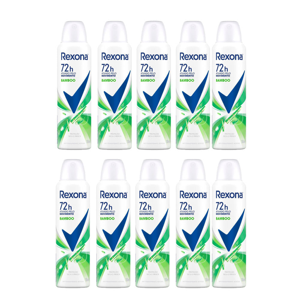 Kit 10 Desodorante Rexona Stay Fresh Bamboo E Aloe Vera Aerosol Antitranspirante 48h 150ml