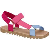 Sandália Feminina Rasteira Papete Tratorada Tiras Moleca 5454.101.375 - Rosa/jeans - 36