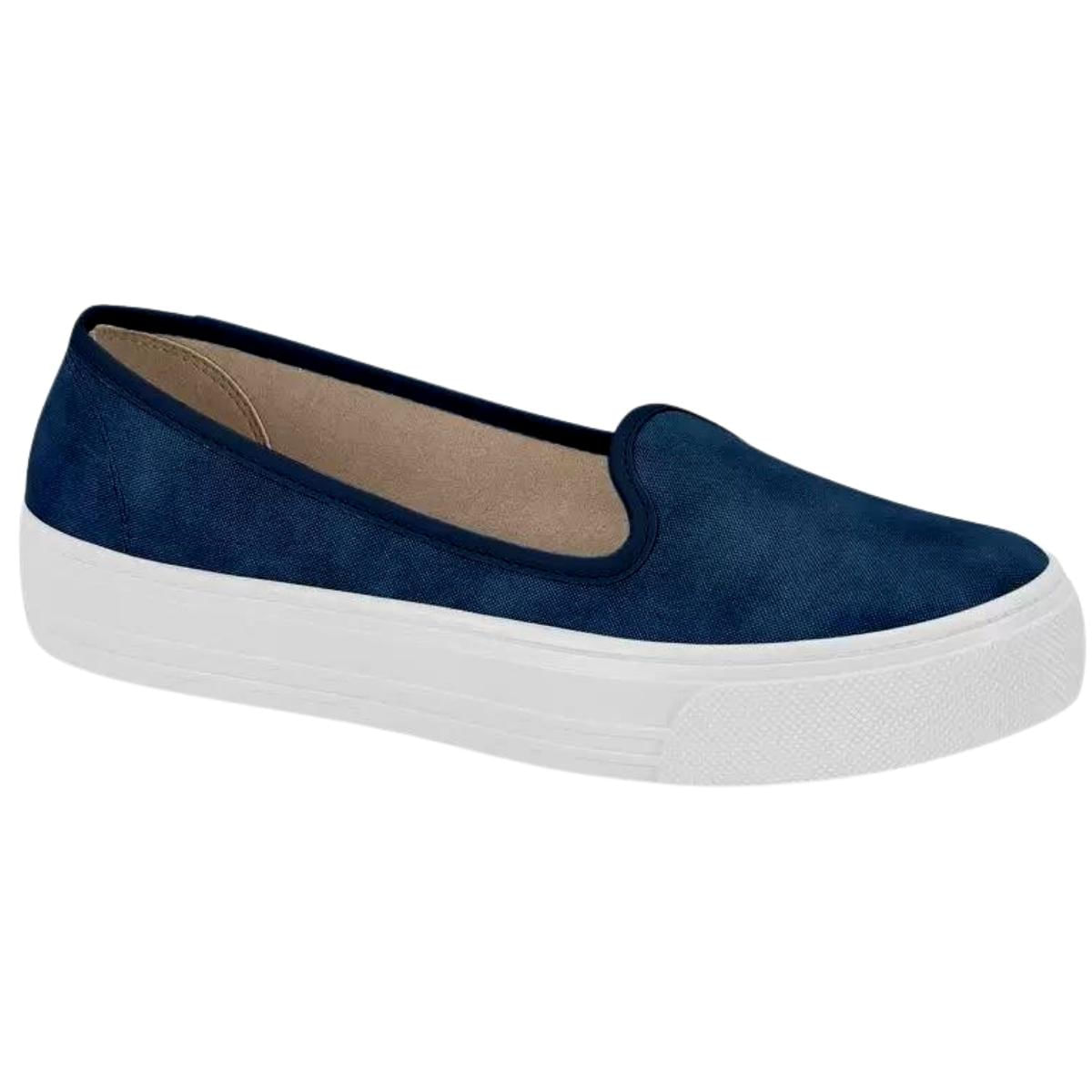 Tênis Slip On Feminino Slipper Flatform Beira Rio 4220.428.26065 - Jeans Escuro - 35