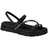 Sandália Feminina Rasteira Flat Tiras Brilhantes Moleca 5490.104.26665 - Preto - 37