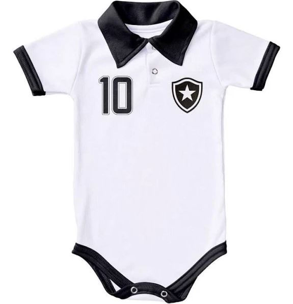 Body Pólo Bebê Botafogo Branco Manga Curta - Torcida Baby