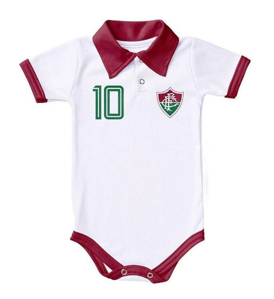 Body Pólo Bebê Fluminense Branco Manga Curta - Torcida Baby