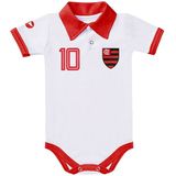 Body Pólo Bebê Flamengo Branco Manga Curta - Torcida Baby