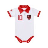 Body Pólo Bebê Flamengo Branco Manga Curta - Torcida Baby