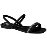 Sandália Feminina Rasteira Tiras Brilho Moleca 5462.111.26545 - Preto - 38