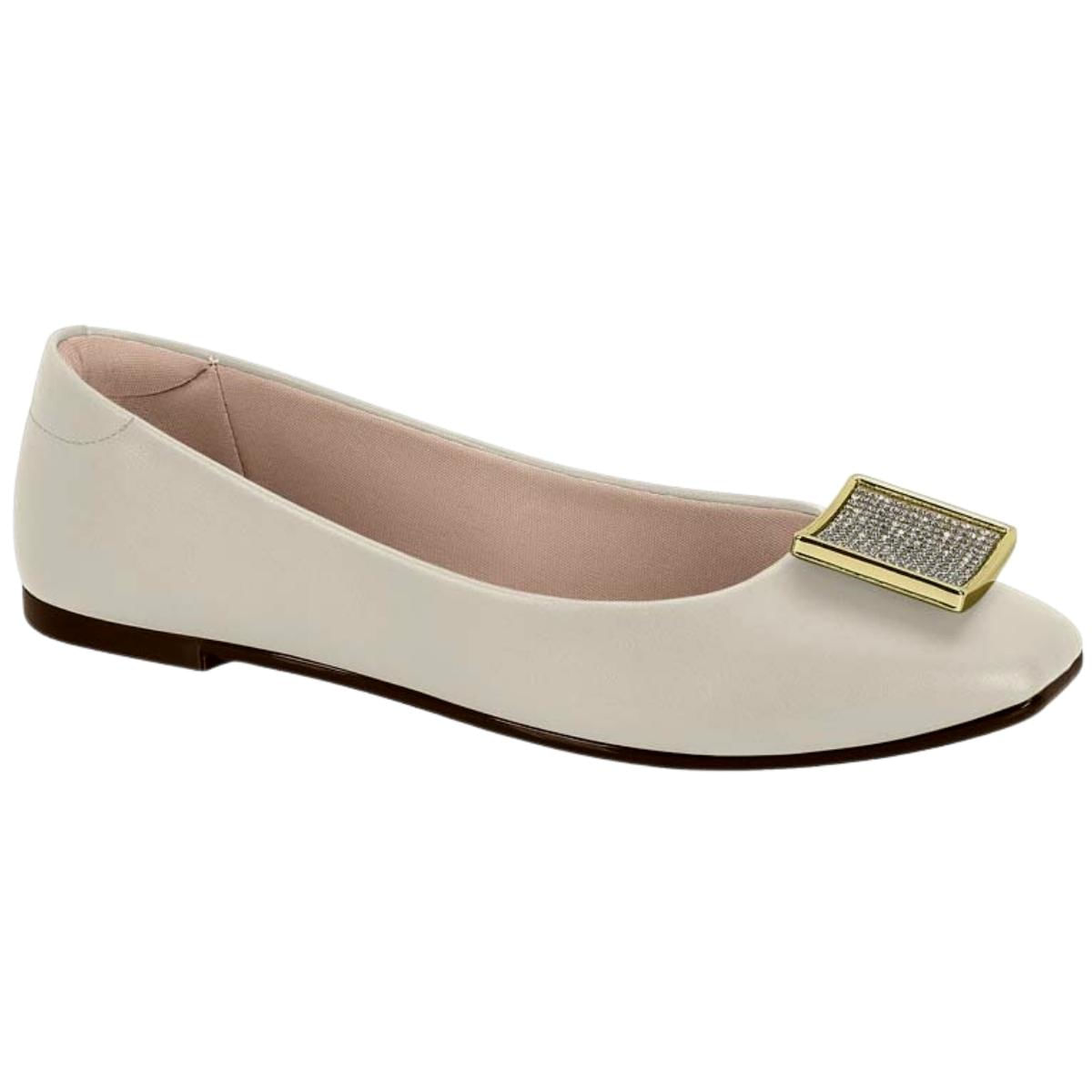 Sapatilha Alpargata Feminina Brilhante Quadrada Conforto Moleca 5735.217.7800 - Branco Off - 39