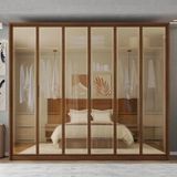 Guarda Roupa Casal 6 Portas De Bater 4 Gavetas Batroun Mdf Havana G11 - Gran Belo