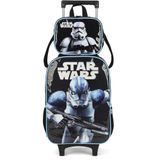 Kit Mochila De Rodinhas E Lancheira Luxcel Star Wars Azul