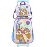 Kit Mochila De Rodinhas Lancheira Luxcel Up4you Game Azul