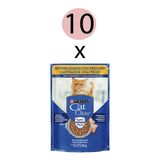 Kit 10 Ração Úmida Nestlé Purina Cat Chow Castrados Peixe Ao Molho Sachê 85g