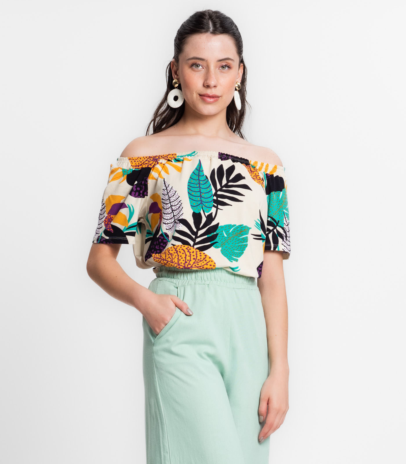 Blusa Feminina Select Decote Canoa Bege P