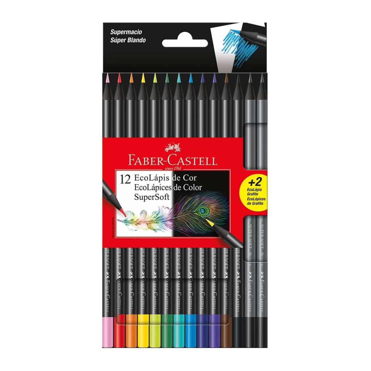 Lápis De Cor Ecolápis Supersoft 12 Cores Com 2 Ecolápis Grafite Faber-castell