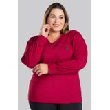 Blusa Feminina Plus Size Mangas Bufantes Com Golinha E Recorte Frente Com Botões - Serena