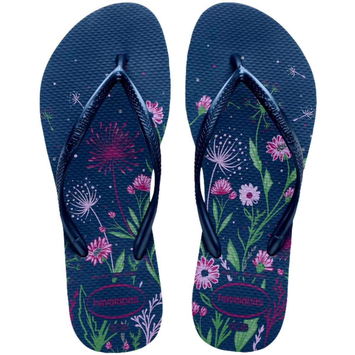 Chinelo Feminino De Dedo Casual Havaianas Slim Organic 4132823 - Azul Comfy - 33