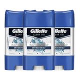 Kit Desodorante Gel Antitranspirante Gillette Antibacterial 82g - 3unidades