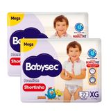 Kit 2 Fraldas Descartável Babysec Shortinho Mega Xg - 44 Tiras