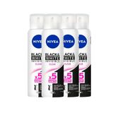 Kit Desodorante Aerosol Nivea Invisible Black &amp; White Clear 150ml - 4 Unidades