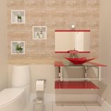 Gabinete de Vidro 70cm com Cuba Retangular Vermelho Ferrari