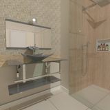 Gabinete de Vidro 90cm Inox com Cuba Quadrada Prata